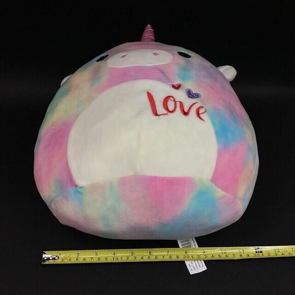 Kellytoy-Squishmallow-Esmeralda- Tie-Dye Valentine's Day Love Unicorn- 14" Plush - Picture 8 of 10